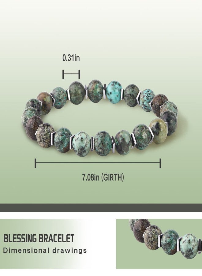 VDKIDKT Natural Stone Healing Bracelet, Get Well Soon Gifts for Women, Cancer Patient Healing Thoughts Gift After Surgery Illness with Meaningful Message Card (African Turquoise) - Image 3